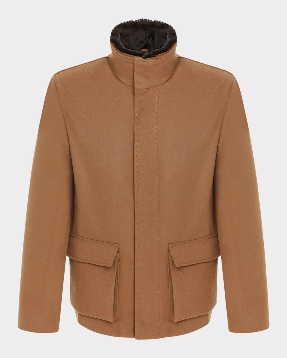 Men's Loro Piana Wool Jacket With Detachable Merino Shearling Lamb Coll